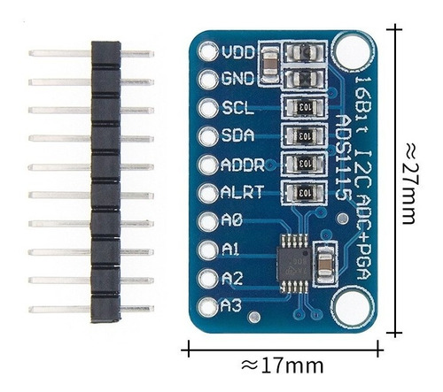 Convertidor Analogico Adc Bit I C Ads Amplificador Pga