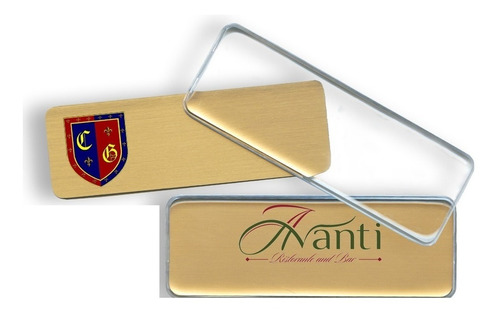 Gafete Magnetico De Aluminio Reutilizable 64x20mm Dorado