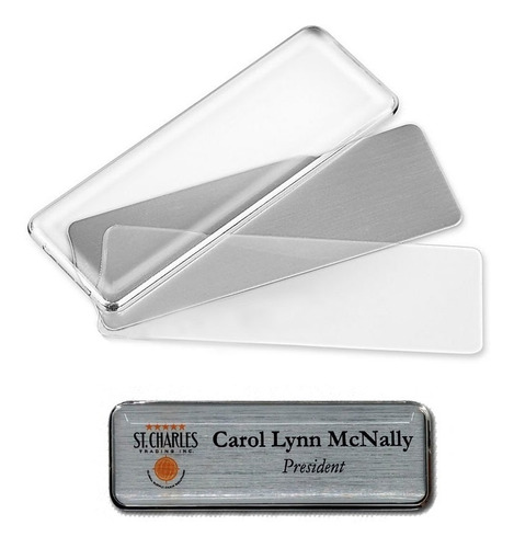 Gafete Magnetico De Aluminio Reutilizable 64x20mm Plata