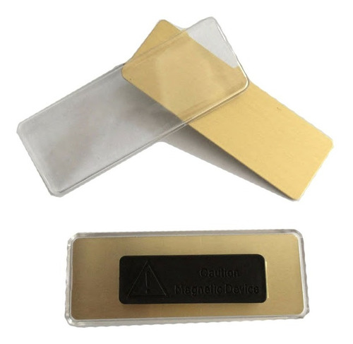 Gafete Magnetico De Aluminio Reutilizable 64x20mm Dorado - Image 2
