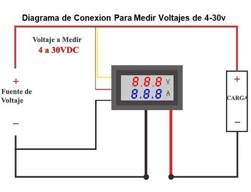 Voltímetro Amperímetro Digital 100V 10A 4Dig. - EPY Electrónica