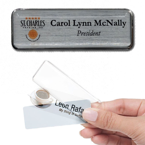 Gafete Magnetico De Aluminio Reutilizable 64x20mm Plata - Image 2