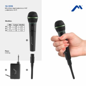 Microfono Dual Inalambrico VHF y Alambrico