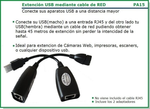 Extensor USB Por Cable Utp Rj45 Hasta 45m