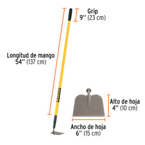 Azadon jardinero con mango fibra de vidrio de 60