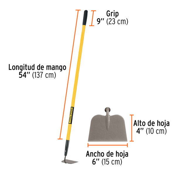 Azadon jardinero con mango fibra de vidrio de 60"