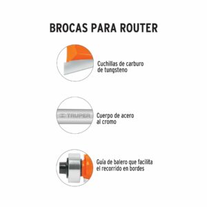 Broca para router, chaflan, 1-1/4