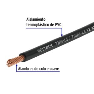 Cable Luz THHW-LS 12AWG negro rollo 100m