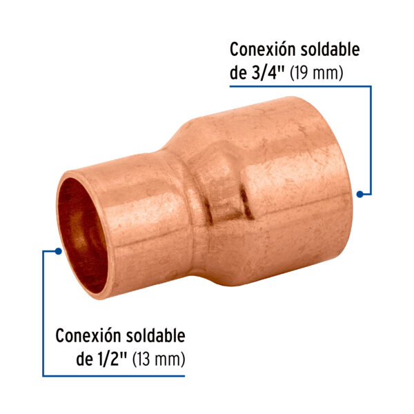 Cople reduccion campana cobre 3/4"x 1/2"