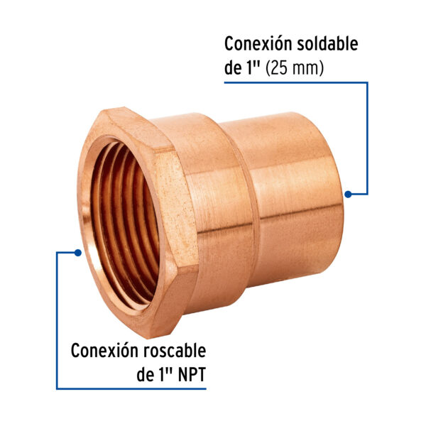 Conector de cobre, rosca interior 1"