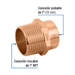 Conector de cobre, rosca exterior 1