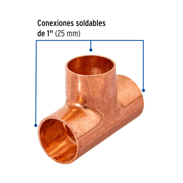 Tee de cobre sencilla, 1"