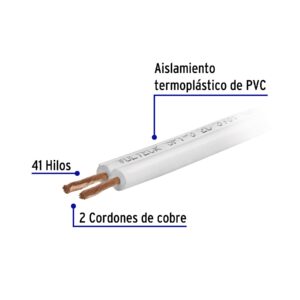 Cable luz duplex flexible SPT 14AWG rollo 100m