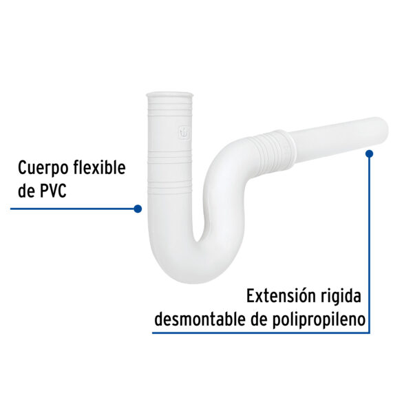 Cespol Flexible lavabo PVC con Extension de 20cm 1-1/4"