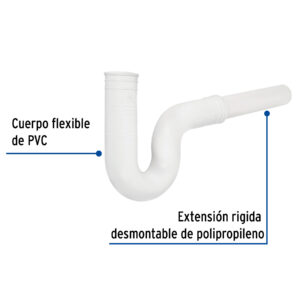 Cespol flexible para fregadero PVC con extension de 20cm 1-1/2"