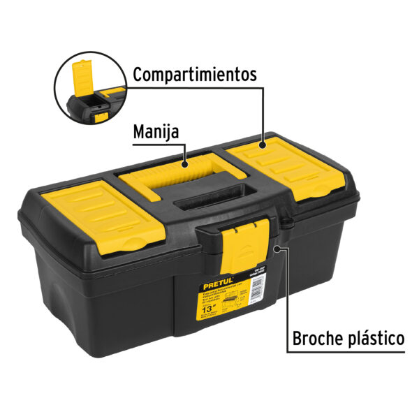 Caja plastica herramienta 13" compartimentos Pretul