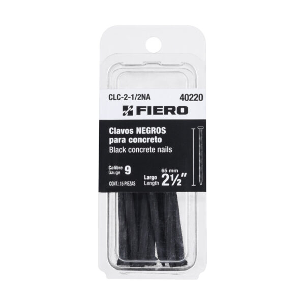 Blister con 15 clavos negros para concreto 2-1/2", Fiero