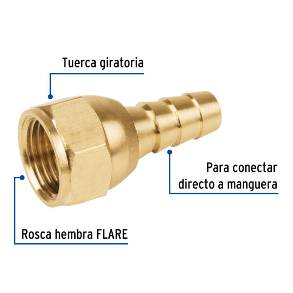 Cople espiga con tuerca loca de laton 3/8"