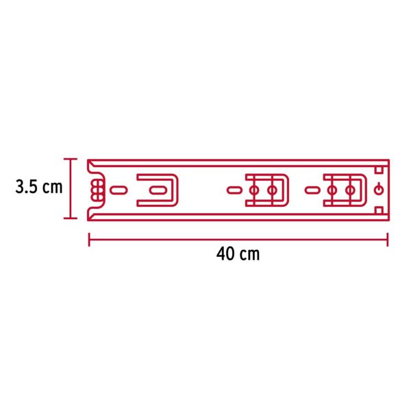 Pack con 2 correderas extensión 40cm para cajón ancho 3.5cm