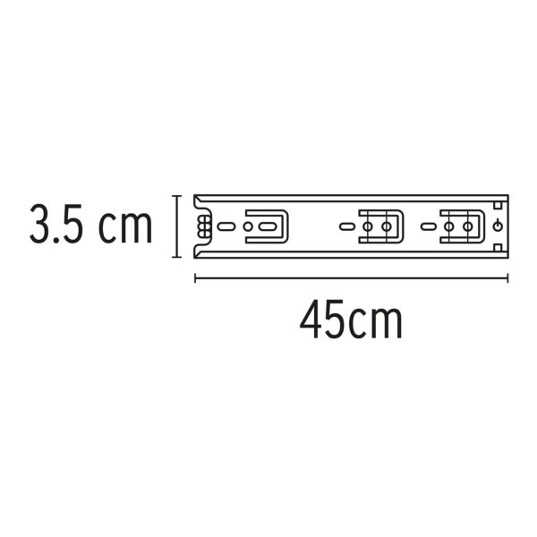 Pack con 2 correderas extensión 45cm para cajón ancho 3.5cm