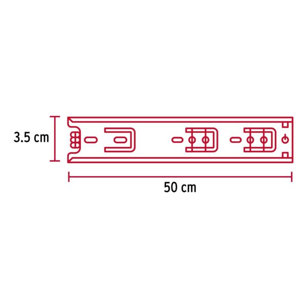 Pack con 2 correderas extensión 50cm para cajón ancho 3.5cm