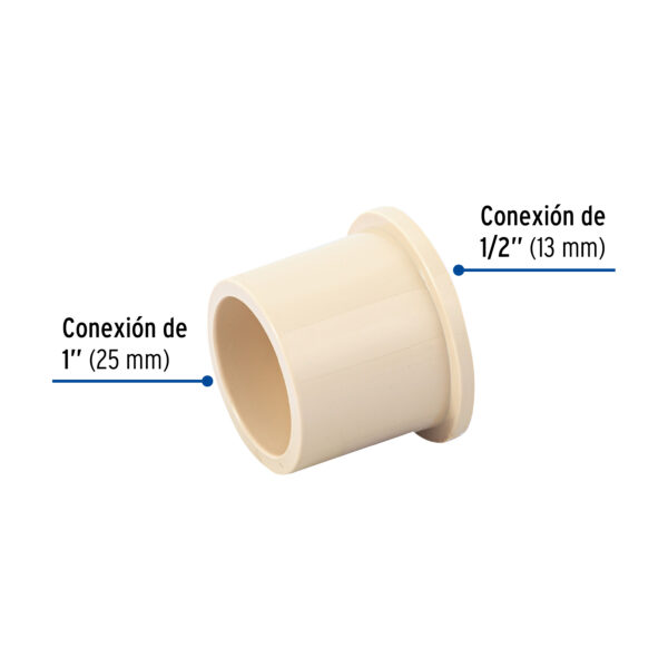 Reduccion bushing de CPVC, 1" x 1/2"