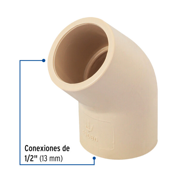 Codo 45° de CPVC 1/2"