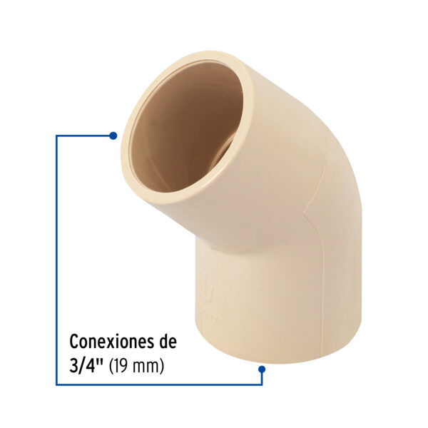 Codo 45° de CPVC, 3/4"