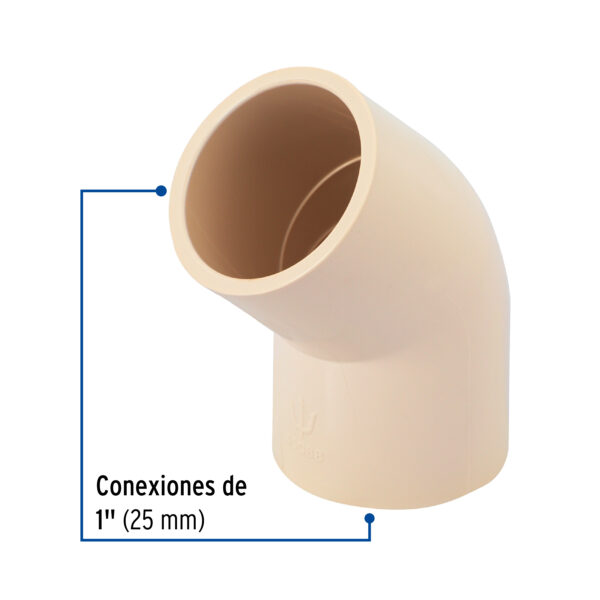 Codo 45° de CPVC, 1"