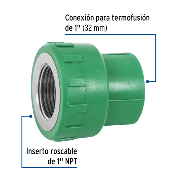 Conector de PPR 1" 32mm hembra rosca interior