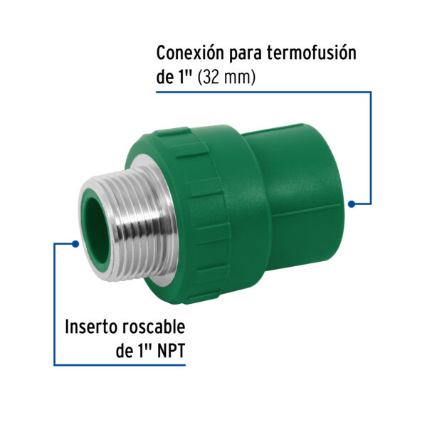 Conector de PPR 1" 32mm macho rosca exterior