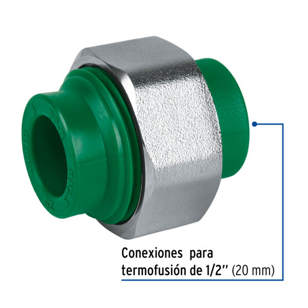 Tuerca union de PPR, 1/2"x1/2", 20x20mm