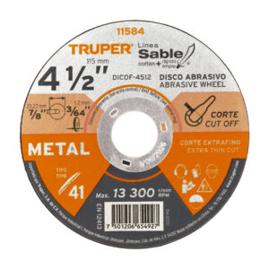 Disco corte fino de metal Truper 4-1/2" de 1.2mm