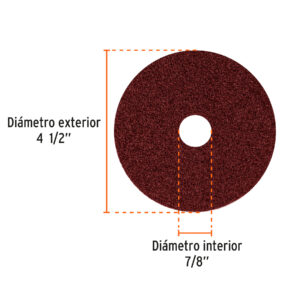 Disco de lija 4-1/2" con respaldo de fibra, grano 36