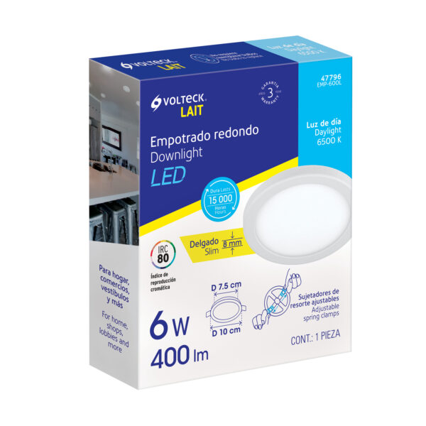 Luminario de LED para empotrar 6W Ajustable Luz Dia