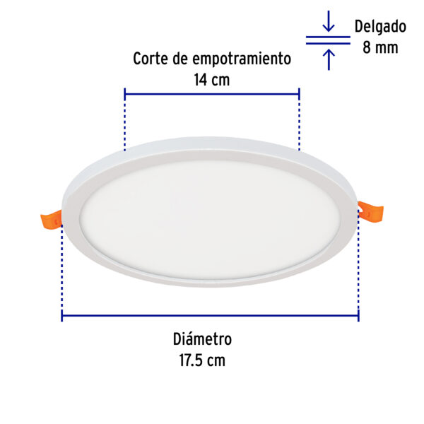 Luminario de LED para empotrar 15W Ajustable luz de dia