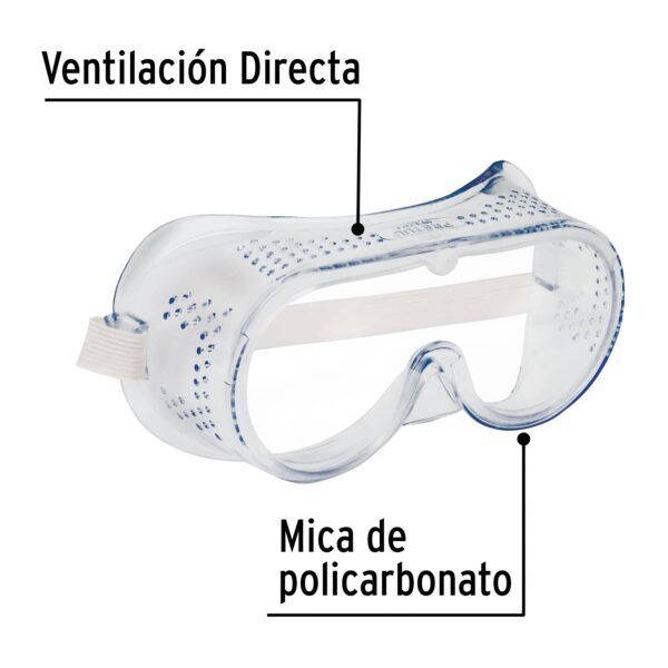 Goggles de seguridad, Pretul con ventilacion directa