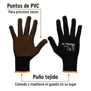 Guantes de poliester con puntos de PVC en palma medianos