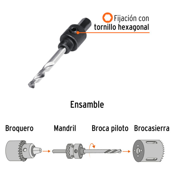 Mandril para brocasierras bimetalicas 3/8"