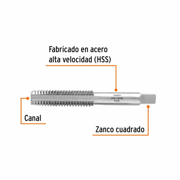 Machuelo semiconico 3/16" x 24 cuerda gruesa