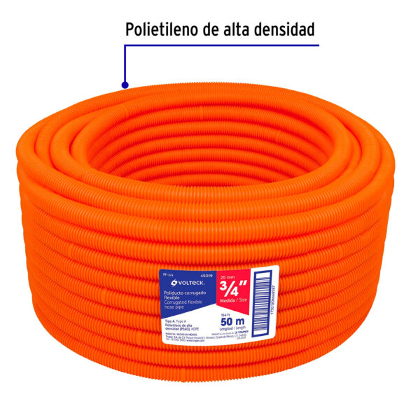 Poliducto corrugado flexible 3/4" sin guia rollo 50m