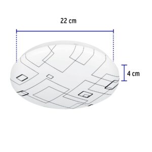 Plafon redondo, decorativo, diseño de cuadros, 8 W, LED