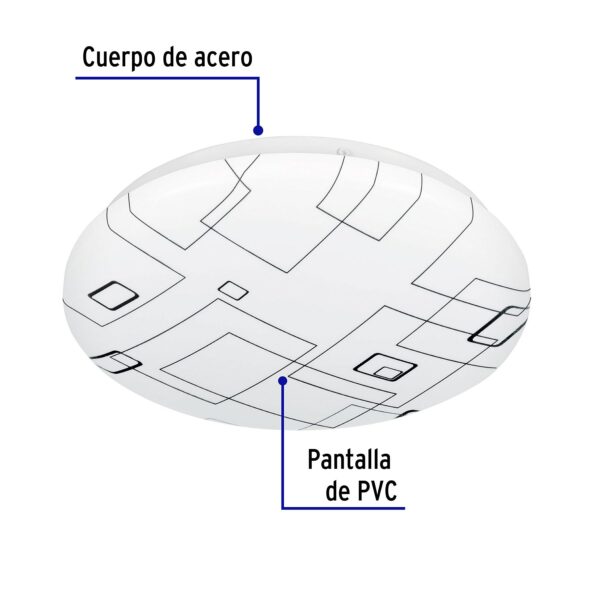 Plafon redondo, decorativo, diseño de cuadros, 8 W, LED