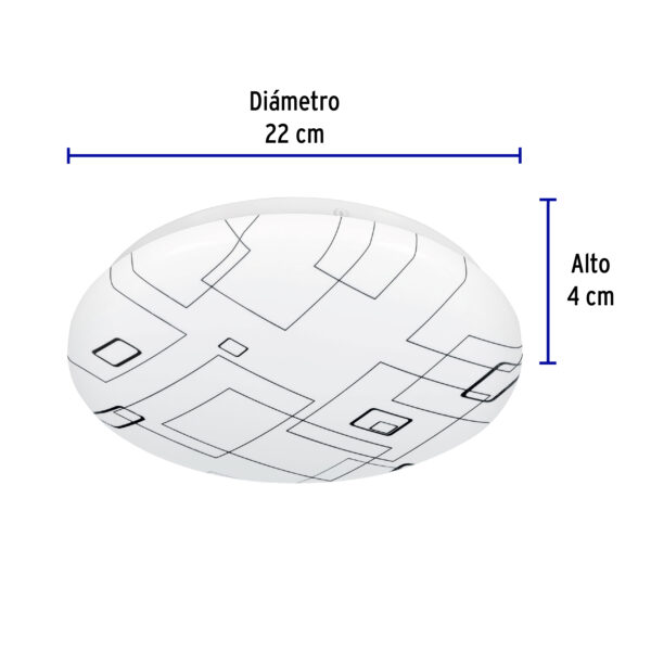 Plafon redondo, decorativo, diseño de cuadros, 8 W, LED