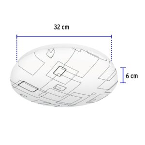 Plafon redondo, decorativo, diseño de cuadros, 18 W, LED