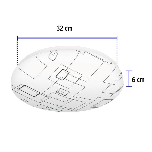 Plafon redondo, decorativo, diseño de cuadros, 18 W, LED