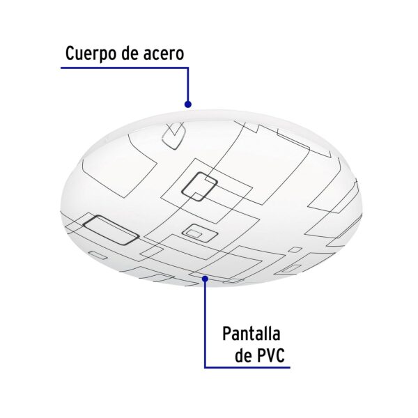 Plafon redondo, decorativo, diseño de cuadros, 18 W, LED