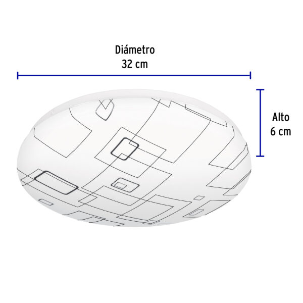 Plafon redondo, decorativo, diseño de cuadros, 18 W, LED