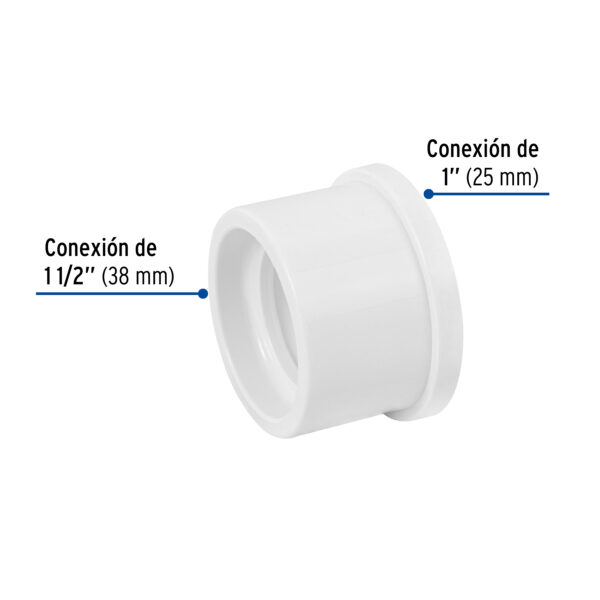 Reduccion bushing de PVC, 1-1/2 x 1"