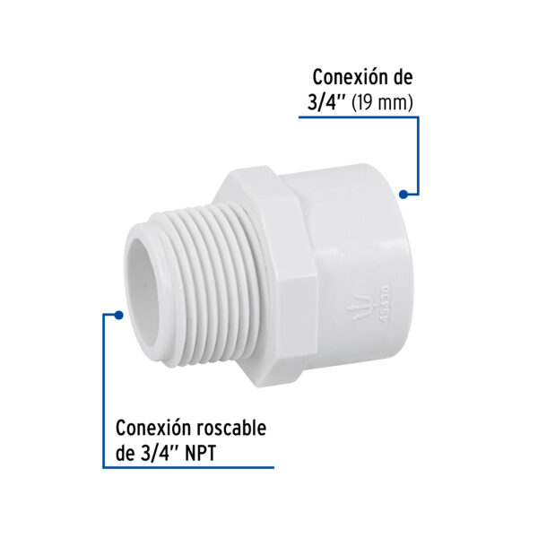 Adaptador macho de PVC 3/4"